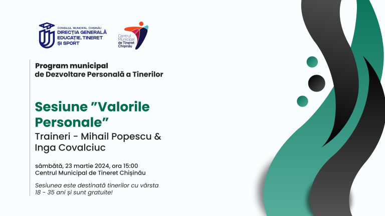 Participă gratuit la un training cu genericul ”Valorile  Personale”!