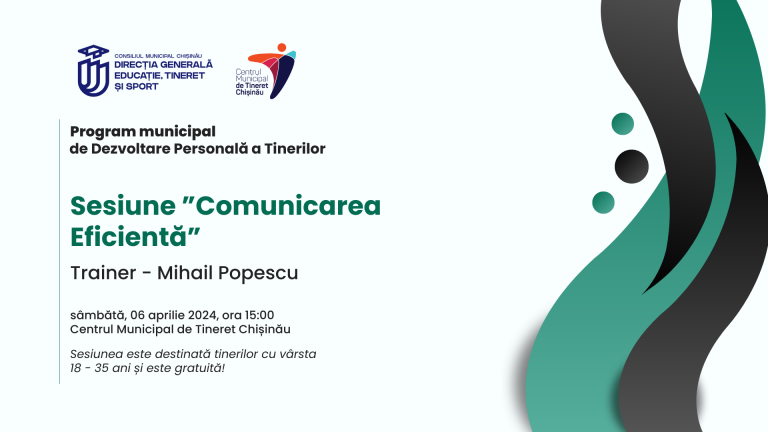 Dacă ai între 18 și 35 de ani poți participa la un training gratuit cu genericul „Comunicarea Eficientă”