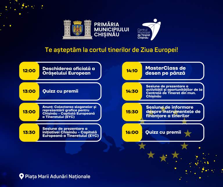 Cortul tinerilor prezintă oportunități gratuite pentru tineri de Ziua Europei, 9 mai 2024!