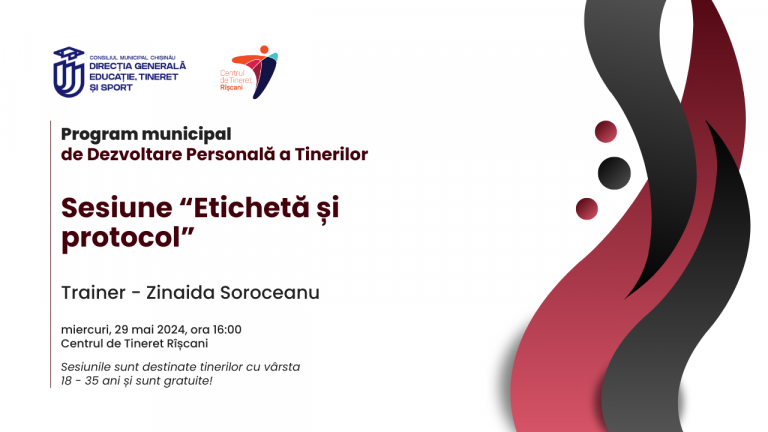 Riscani Youth Centre invites young people to the  “Etiquette and Protocol” session!