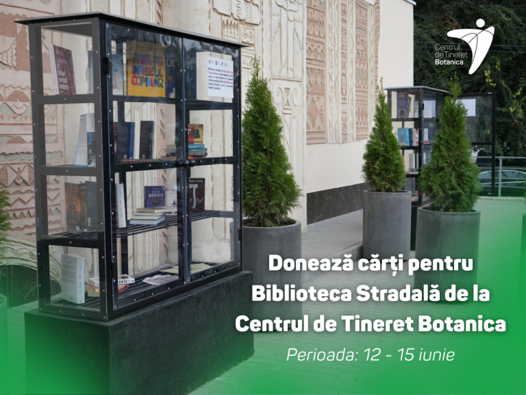 Dacă ai cărți acasă care nu îți sunt necesare, le poți dona pentru Biblioteca Stradală de la Centrul de Tineret Botanica!