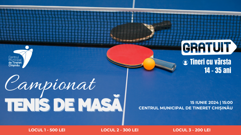 Table Tennis Championship for amateurs, this Saturday, June 15, at the Chisinau Municipal Youth Center!
