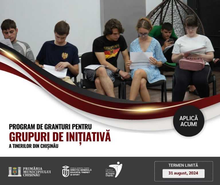 Ultimele zile pentru a aplica la Programul de Granturi pentru Grupurile de Inițiativă a Tinerilor din Chișinău!