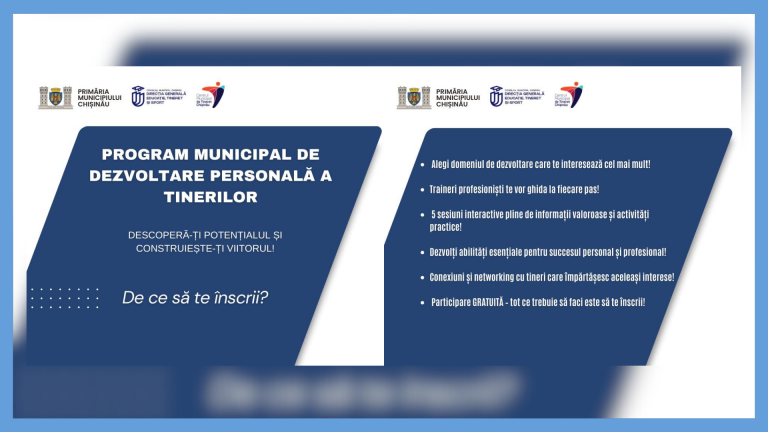 The Municipal Program for Personal Development has been launched in Chisinau: Open registration for young people from 14 to 17 years old!