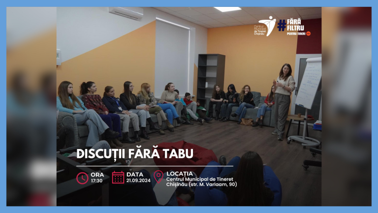 Open discussion about sexual health with Mariana Bularga at the Chisinau Municipal Youth Center for young people 18 +. See details in the article.