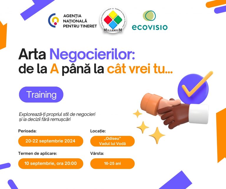A.O. Development Training Institute “MilleniuM” together with A.O. “EcoVisio” invites you to a Training entitled “The Art of Negotiations: from A to as much as you want…”