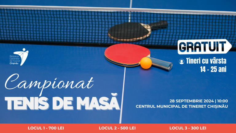 Register Now: The Table Tennis Championship at the Chisinau Municipal Youth Center promises thrills and prizes!