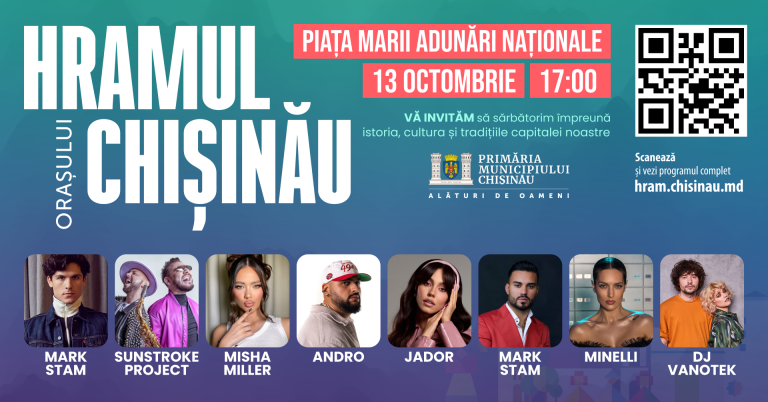 Concert in the Great National Assembly Square on October 13 on the occasion of Chisinau’s anniversary