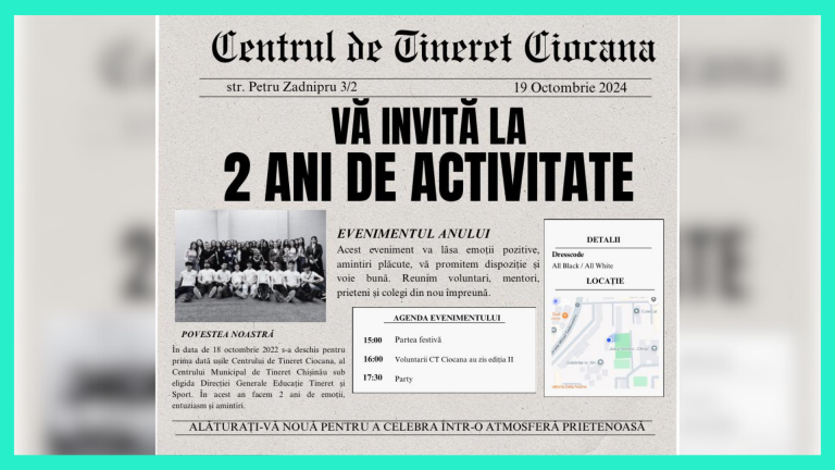 Ciocana Youth Center celebrates 2 years of activity with a special event on October 19, 2024