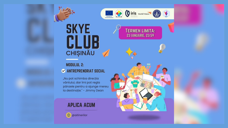 Skye Club Chisinau opens registration for Module 2: Social Entrepreneurship. It is intended for young leaders in Chisinau!   