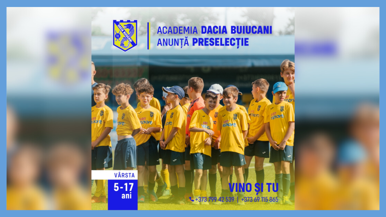 Dacia Buiucani Academy recruits young footballers: a unique chance for those passionate about football   