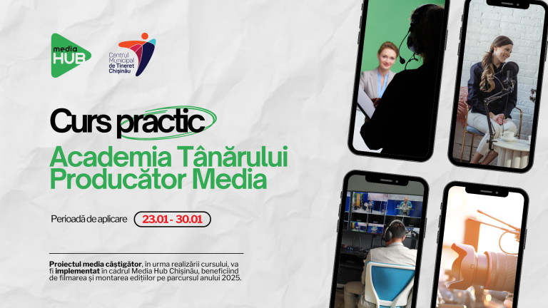 Young Media Producer Academy – A project that turns young people in Chisinau into media content creators. Participation is free and a competition is organized at the end.