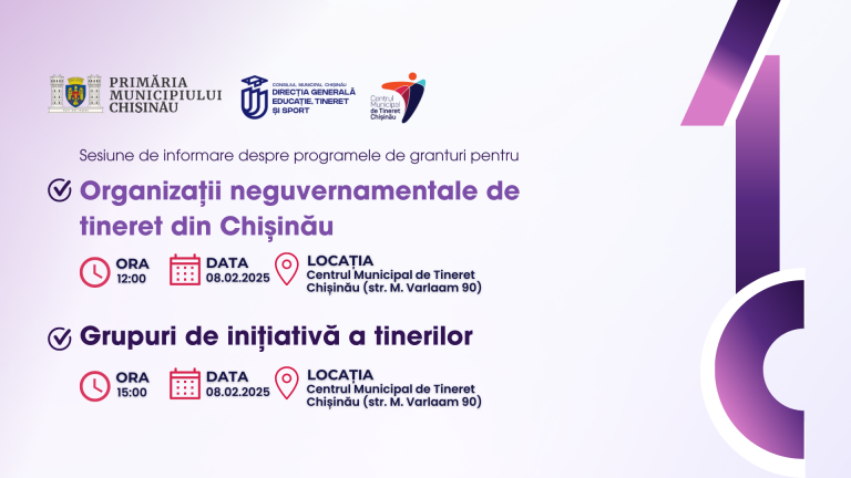 Funding opportunities for young people: Information sessions on grant programs at the Chisinau Municipal Youth Center   