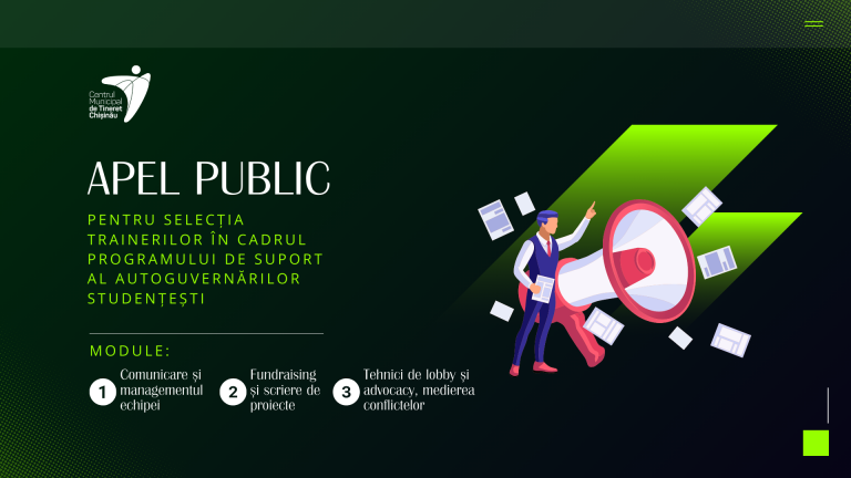 Centrul Municipal de Tineret Chișinău caută traineri pentru formarea liderilor studențești