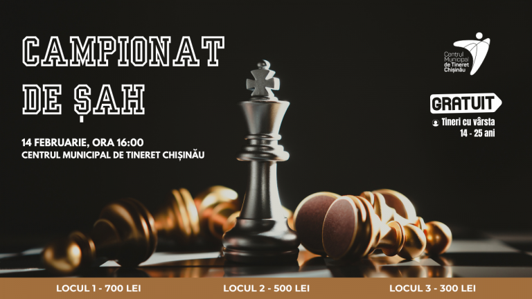 Youth Chess Championship: The opportunity to put your strategic thinking to the test! You can win cash prizes and it is intended for young people aged 14 – 25 years old   