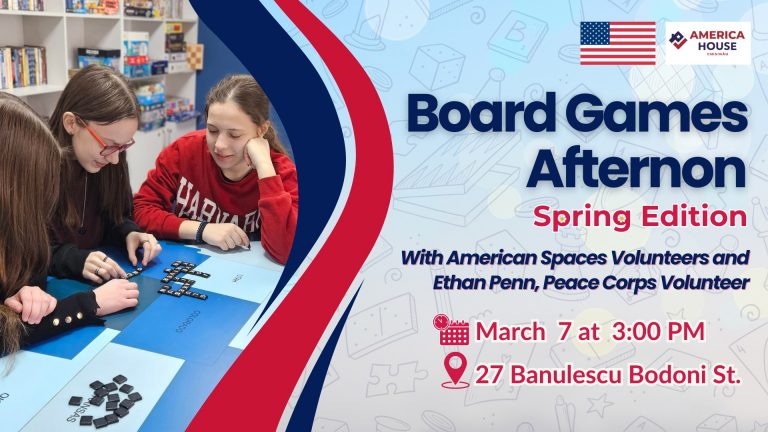 Evening of games and conversation in English at America House Chisinau. Join the summer edition of the board games on March 7   