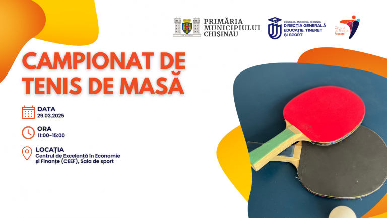 Do you like table tennis? Sign up for the Table Tennis Championship organized by the Riscani Youth Center!   