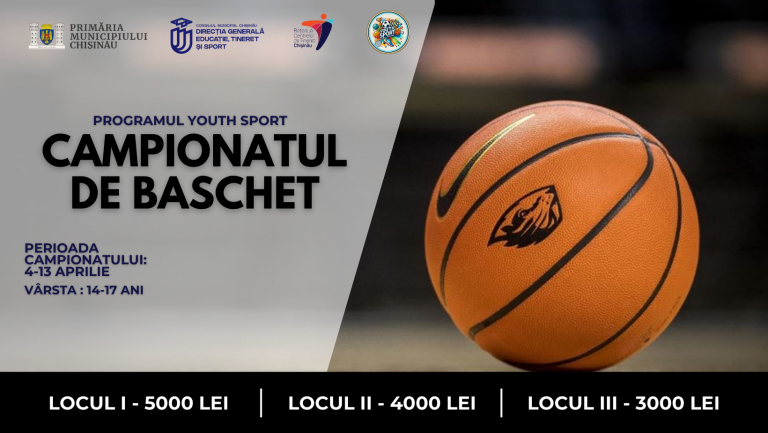 Chisinau hosts the first edition of the Youth Basketball Championship! Teams of young people aged 14-17 can win up to 5 000 lei.
