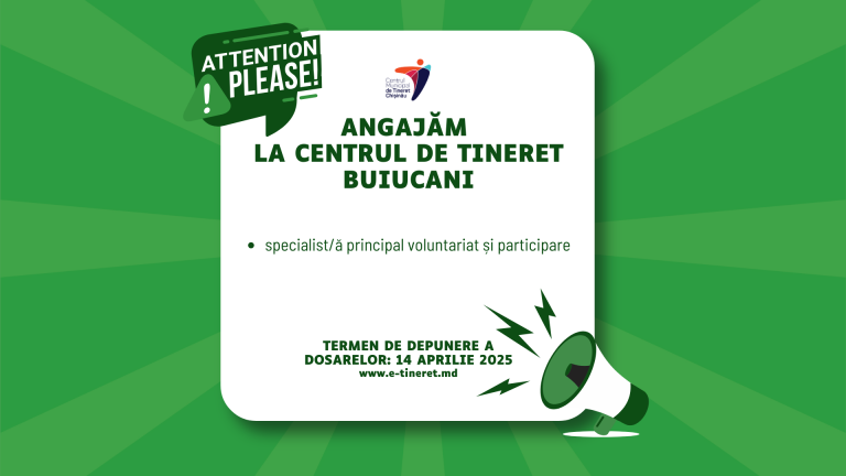 EXPIRAT! Centrul de Tineret Buiucani angajează lucrător/oare de tineret!