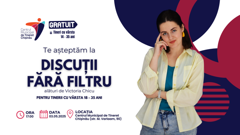 Victoria Chicu challenges you to Unfiltered discussions: no taboos, no judgment. The activity is for young people over 18!