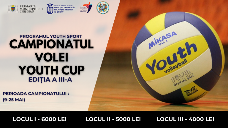 Tinerii pasionați de sport sunt așteptați la Campionatul de Volei Youth Cup – ediția a III-a, organizat de Centrul de Tineret Ciocana