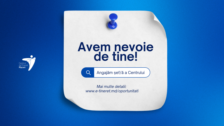 Centrul de Tineret Rîșcani angajează șef/ă a Centrului!